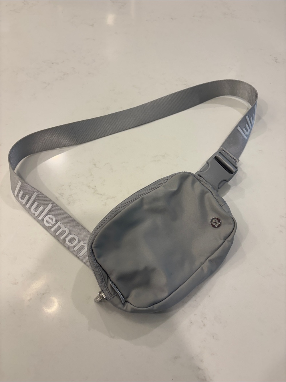 lululemon Light Gray Belt Bag with Branded Strap